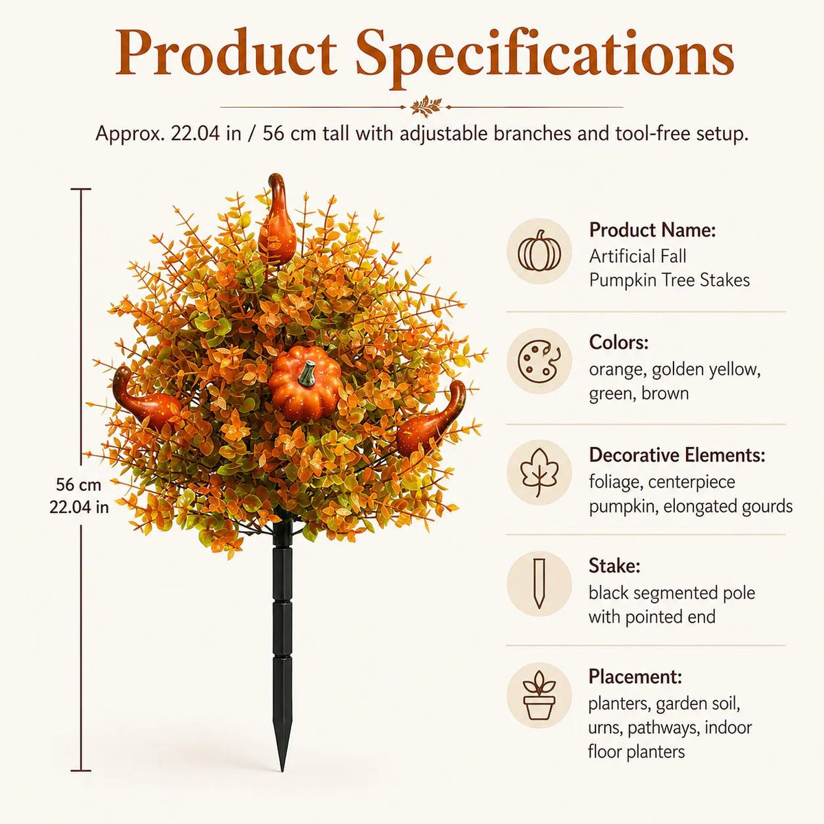 🔥 Last Day 49% OFF – Artificial Fall Pumpkin Tree Stakes