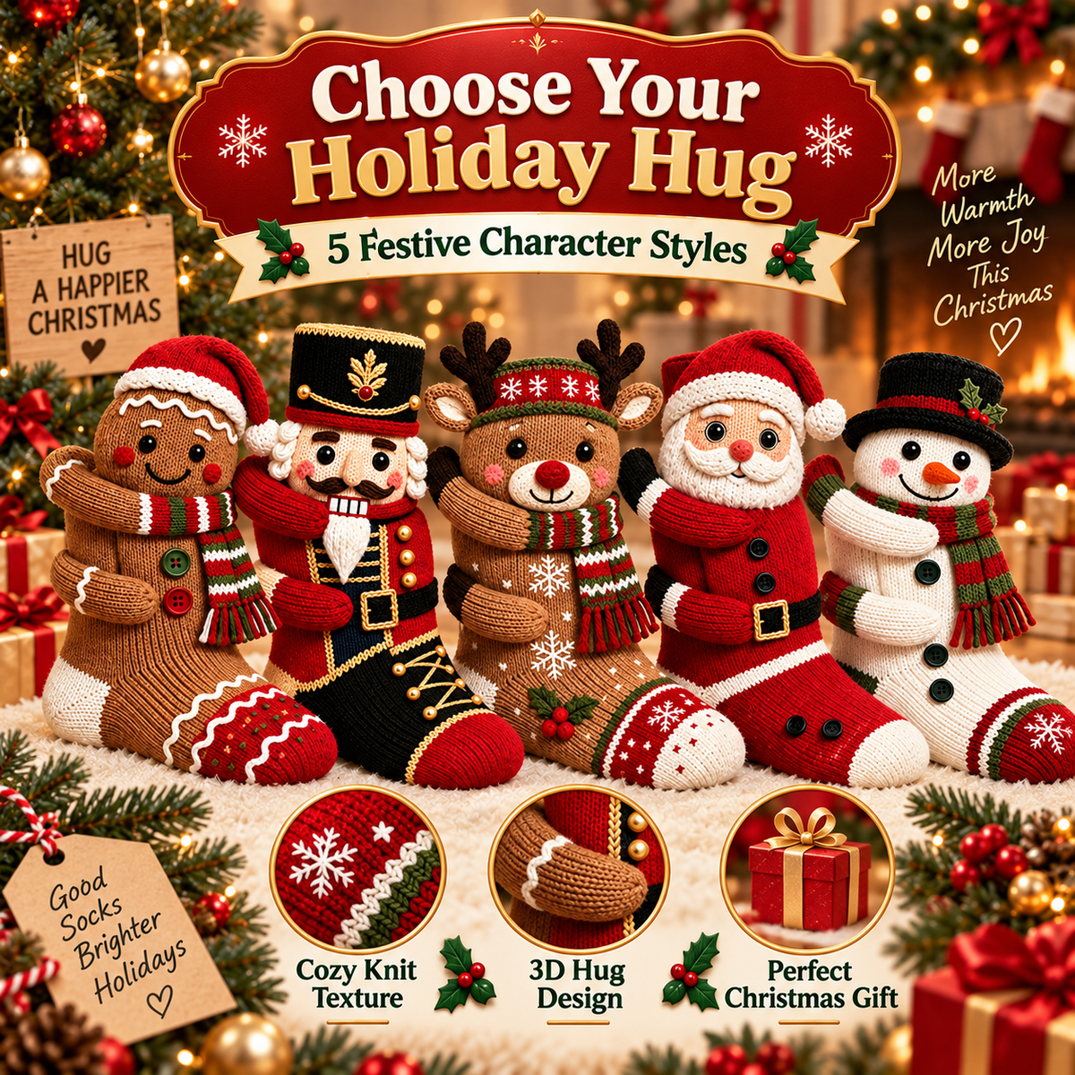 🎄 3D Christmas Hug Socks™ – The Cozy Holiday Gift That Brings Smiles & Warm Hugs