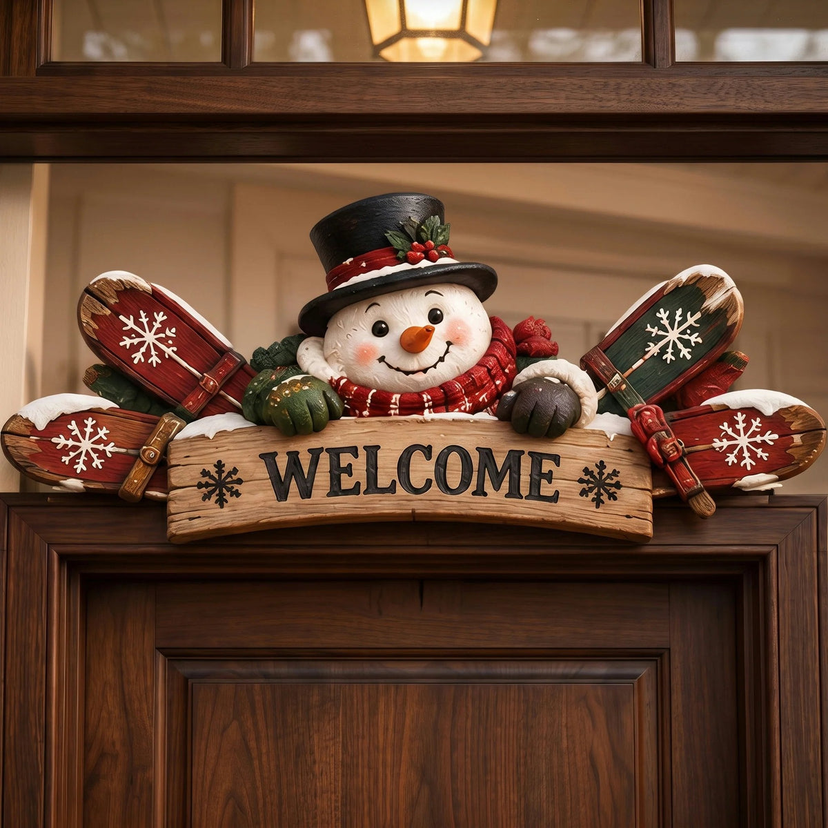 ❄️🎿 | Rustic Winter Mountain Cabin Door Frame Decor, Christmas Above-Door Wall Sign, Seasonal Porch Home Ornament