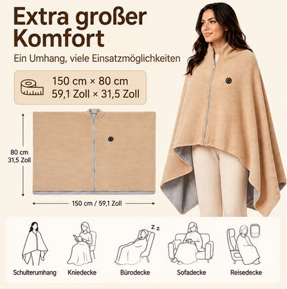 ✨ Nur heute: 50 % RABATT 🔥 Beheizbarer Decken-Poncho | Tragbare USB-Wärme für Zuhause, Büro & unterwegs