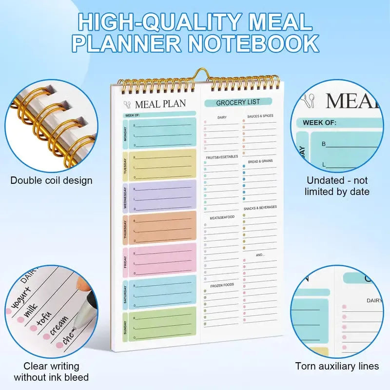 Handmade Bound Weekly Detachable Diet Plan Sheet