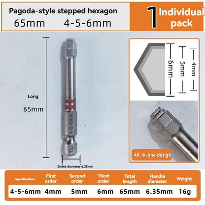🔧 All-in-One Pagoda Hex Screwdriver Bit Set (6PCS)