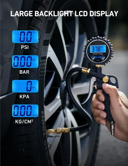 3-in-1 Tire Inflator & Gauge | Accurate 250 PSI Brass Air Compressor Tool