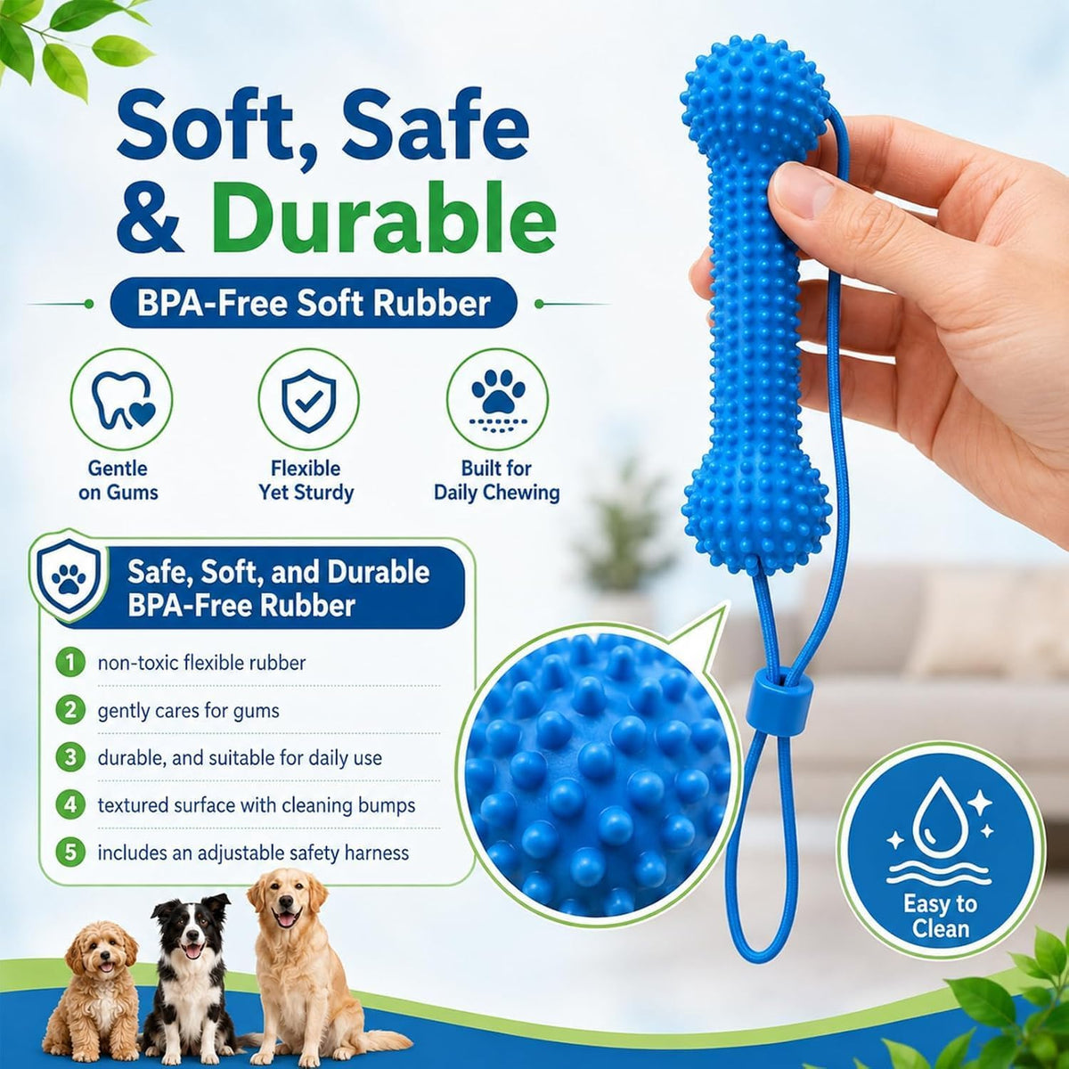 🦷 7-in-1 Dog Toothbrush Chew Toy – 360° Dental Cleaning, Plaque & Bad Breath Care