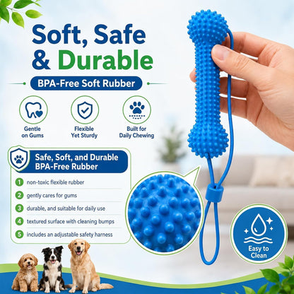 🦷 7-in-1 Dog Toothbrush Chew Toy – 360° Dental Cleaning, Plaque & Bad Breath Care
