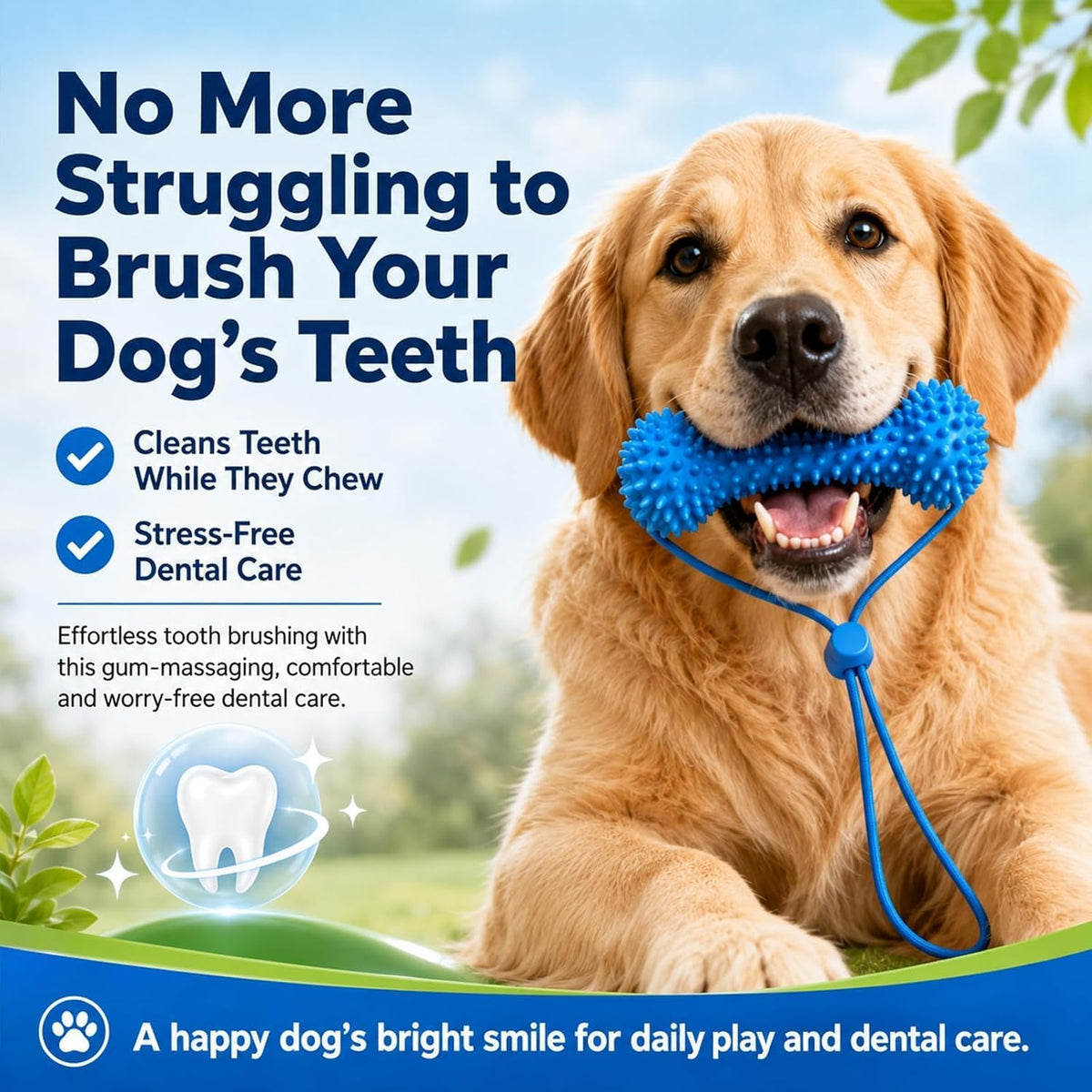 🦷 7-in-1 Dog Toothbrush Chew Toy – 360° Dental Cleaning, Plaque & Bad Breath Care