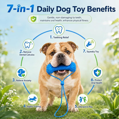 🦷 7-in-1 Dog Toothbrush Chew Toy – 360° Dental Cleaning, Plaque & Bad Breath Care