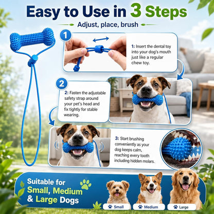 🦷 7-in-1 Dog Toothbrush Chew Toy – 360° Dental Cleaning, Plaque & Bad Breath Care
