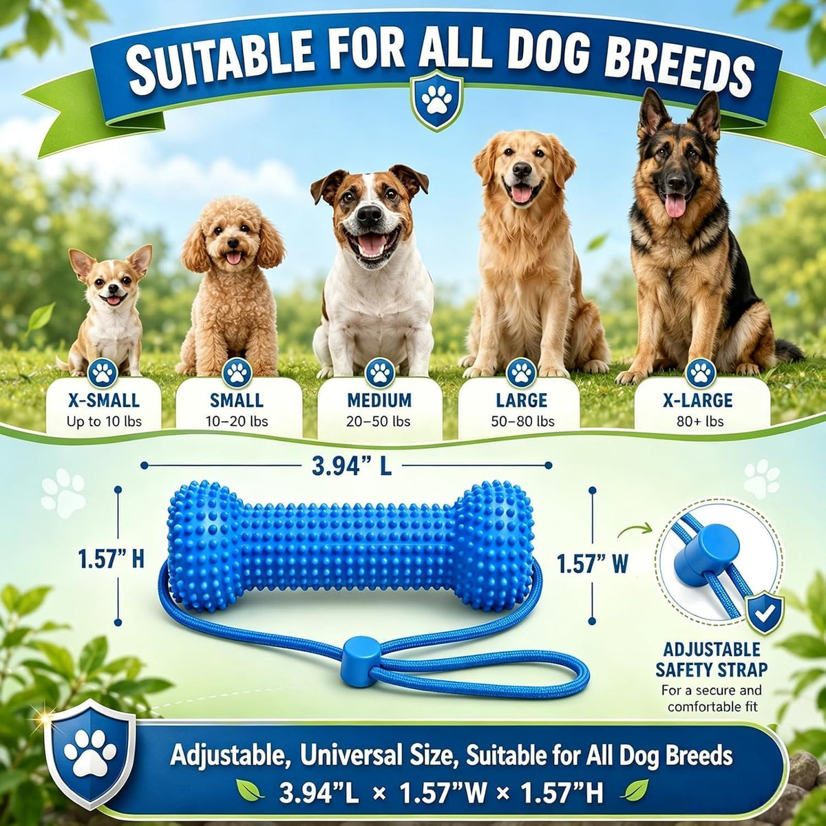 🦷 7-in-1 Dog Toothbrush Chew Toy – 360° Dental Cleaning, Plaque & Bad Breath Care