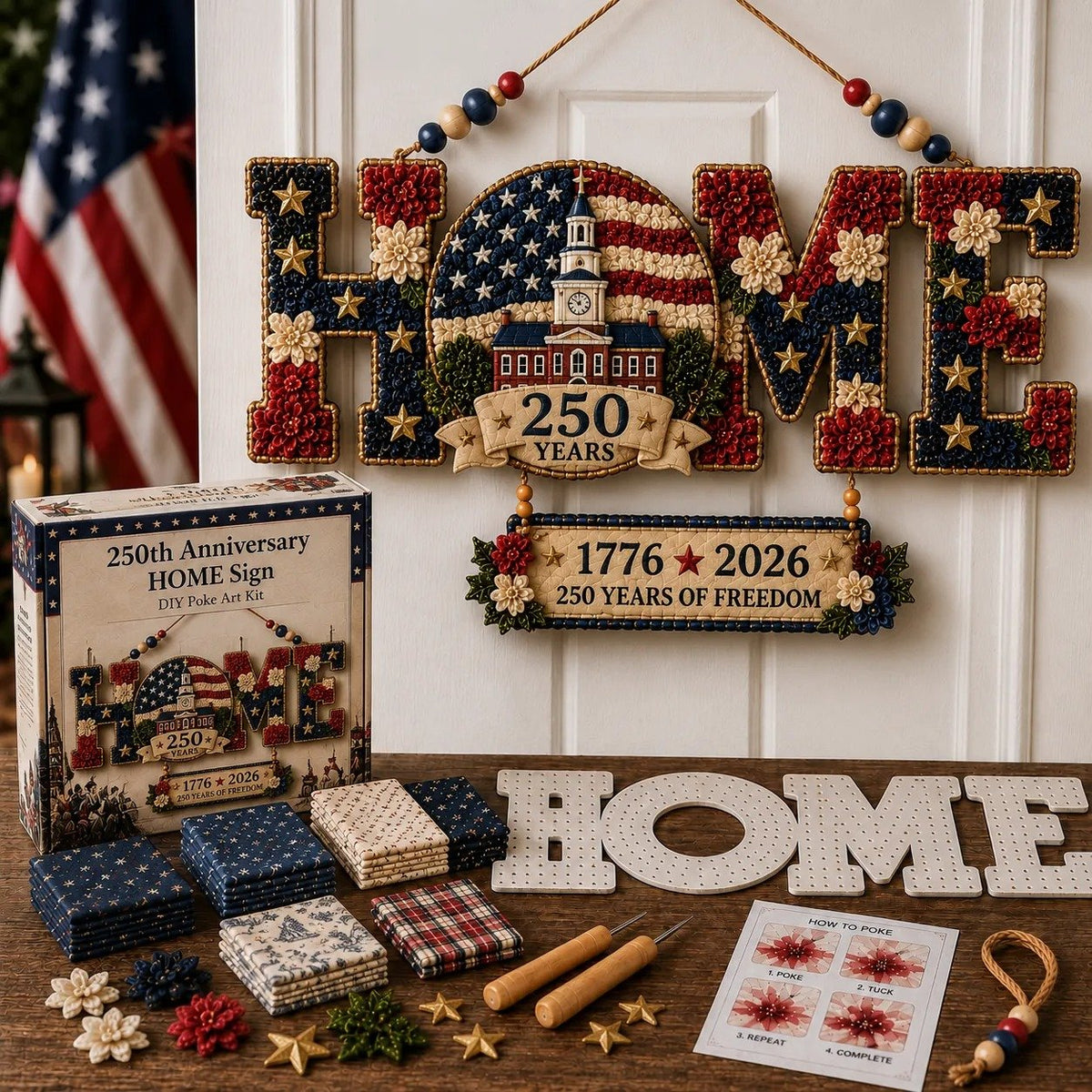 🔥49% Off Last Day - 🎄 ✨ DIY Fabric Poke Art HOME Sign Kit 🏡