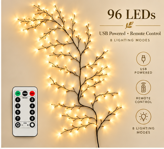 5.9ft / 1.8m – 96 LED Lights (Remote Included)