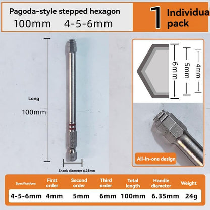 🔧 All-in-One Pagoda Hex Screwdriver Bit Set (6PCS)