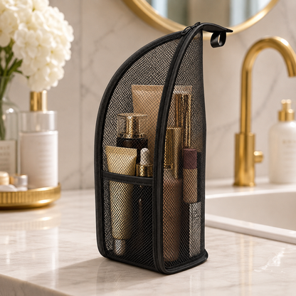 🔥Last Day 49% OFF - ✨ Standing Toiletry Bag | Foldable Mesh Travel Organizer With See-Through Pockets