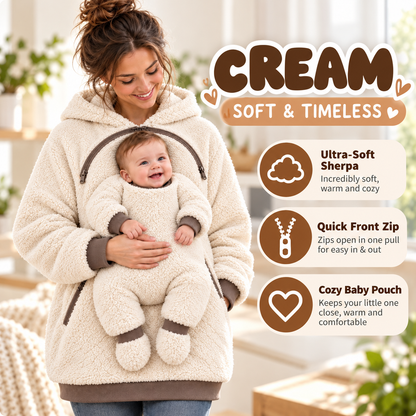 🧸 Sherpa Babywearing Hoodie – Cozy Hands-Free Snuggle Jacket with Built-In Support Seat, Warm Baby