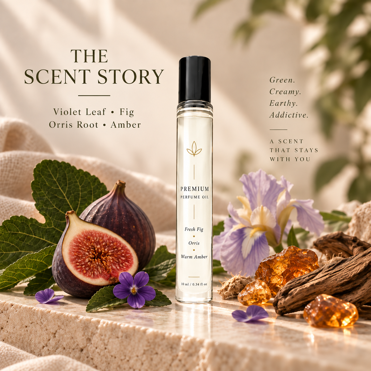 Premium Unisex Perfume Oil – Fresh Fig, Orris & Warm Amber