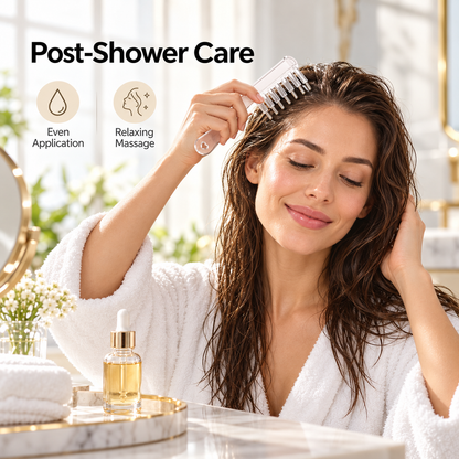 💧Refillable Scalp Oil Applicator Comb with 7 Metal Massage Tips – Even Root Serum Distribution & Scalp Stimulation for Hair Care