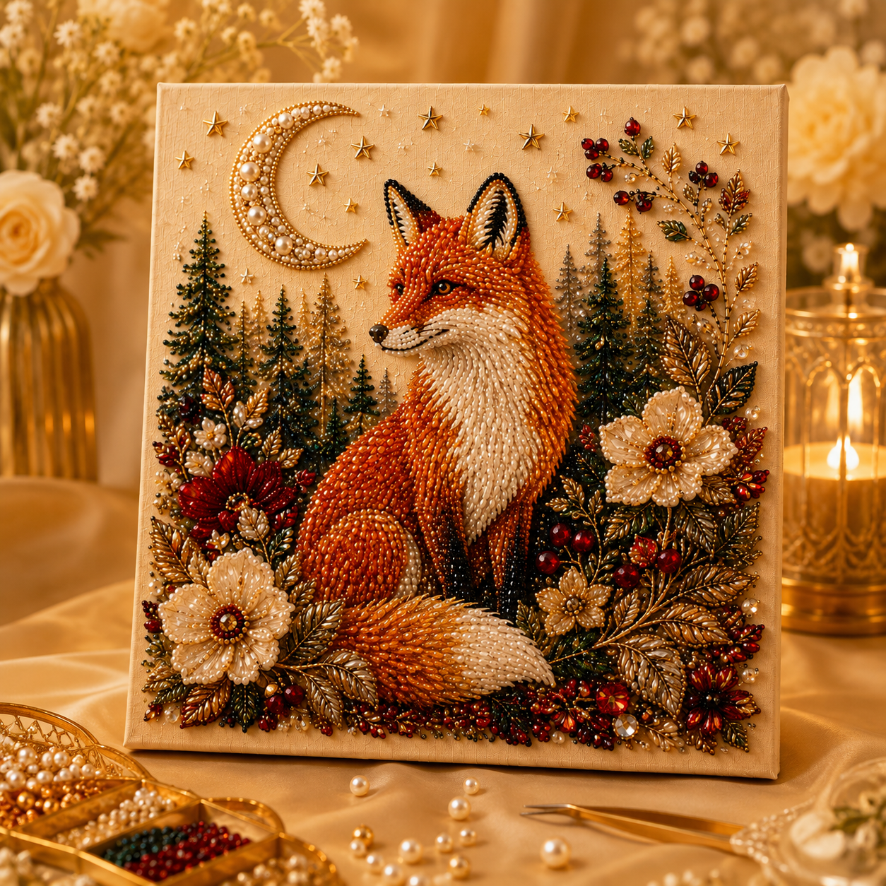 🏵️ Fox Among Wild Roses