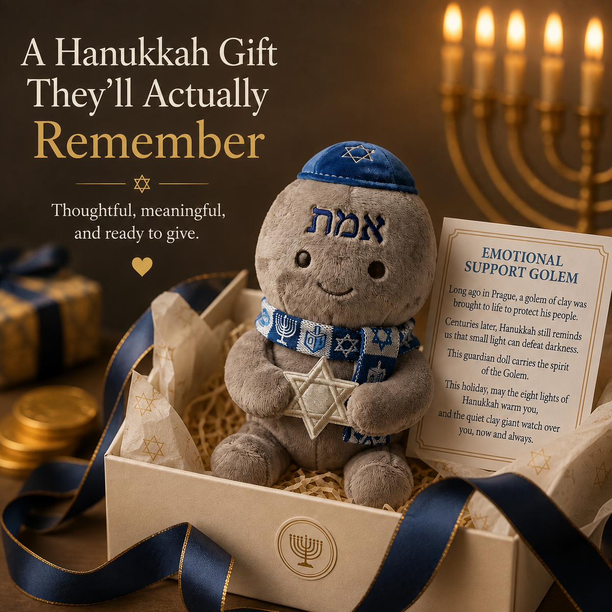 Emotional Support Golem Plush | Hanukkah Guardian Doll 🕎