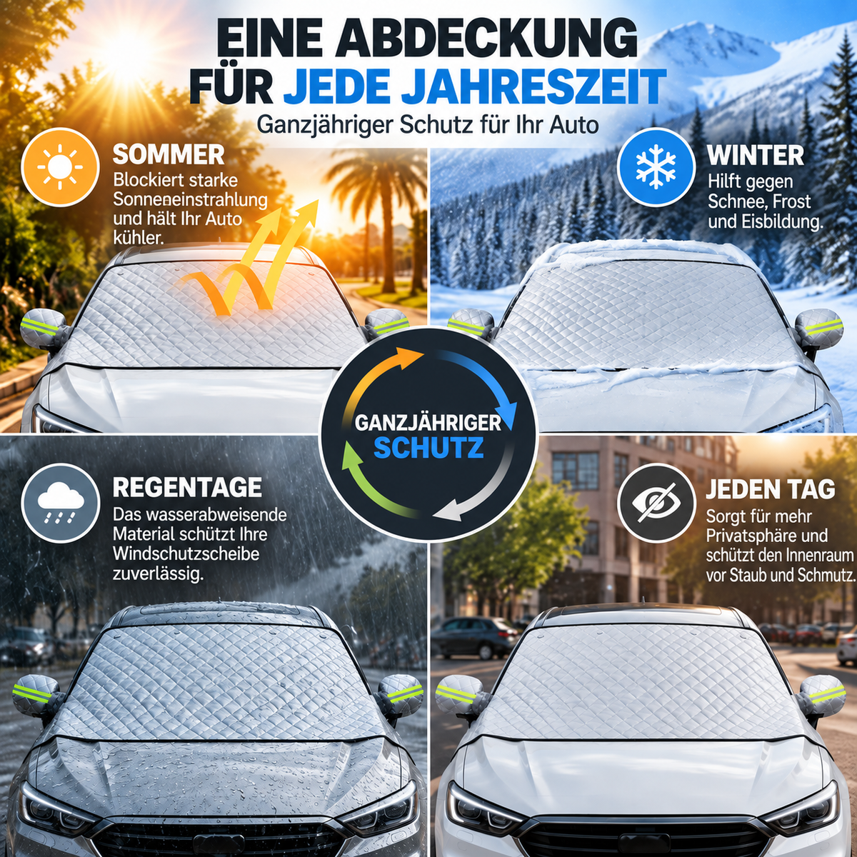 🚗 Magnetic Windshield Cover – All-Season Sun, Snow & Frost Protector for Cars, SUVs & Trucks