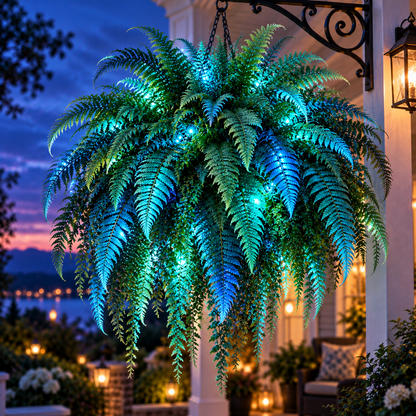💛Glowing Boston Ferns with Lights – 🌿 Zero Watering, Zero Maintenance