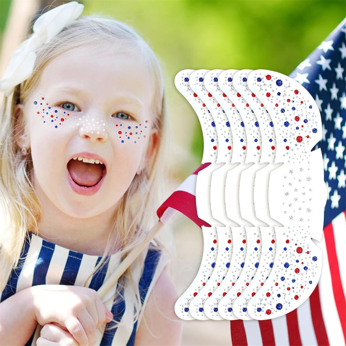 🎁LAST DAY 50% OFF-🦅4th of July ✨Patriotic Glitter Freckles Face Tattoo