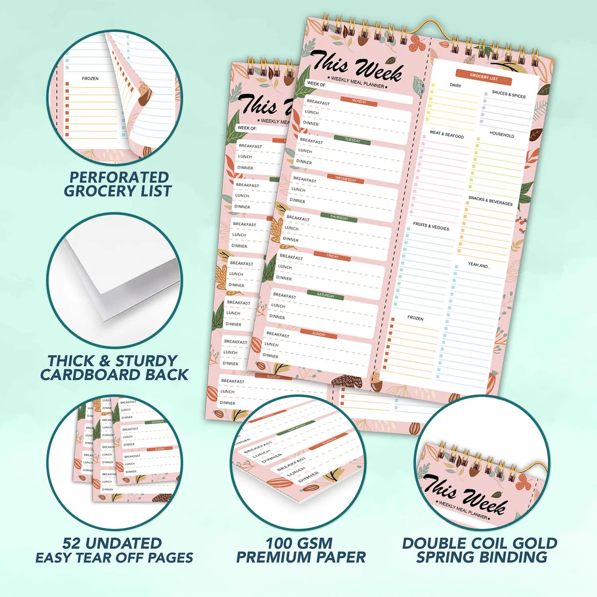 Handmade Bound Weekly Detachable Diet Plan Sheet