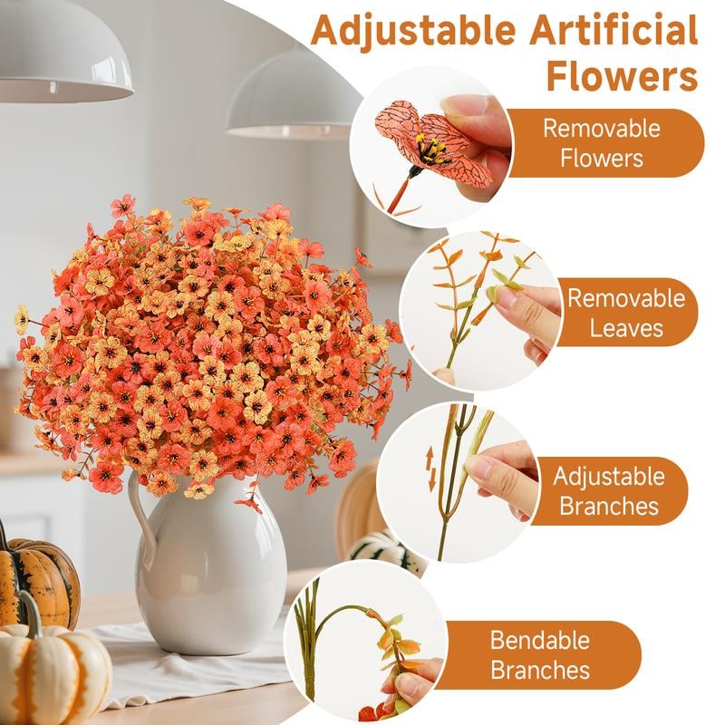 💐Colorful UV Resistant Fake Flower Bouquet 🌸 Decorative Artificial Floral Arrangement for Home, Garden, Party & Wedding Decor