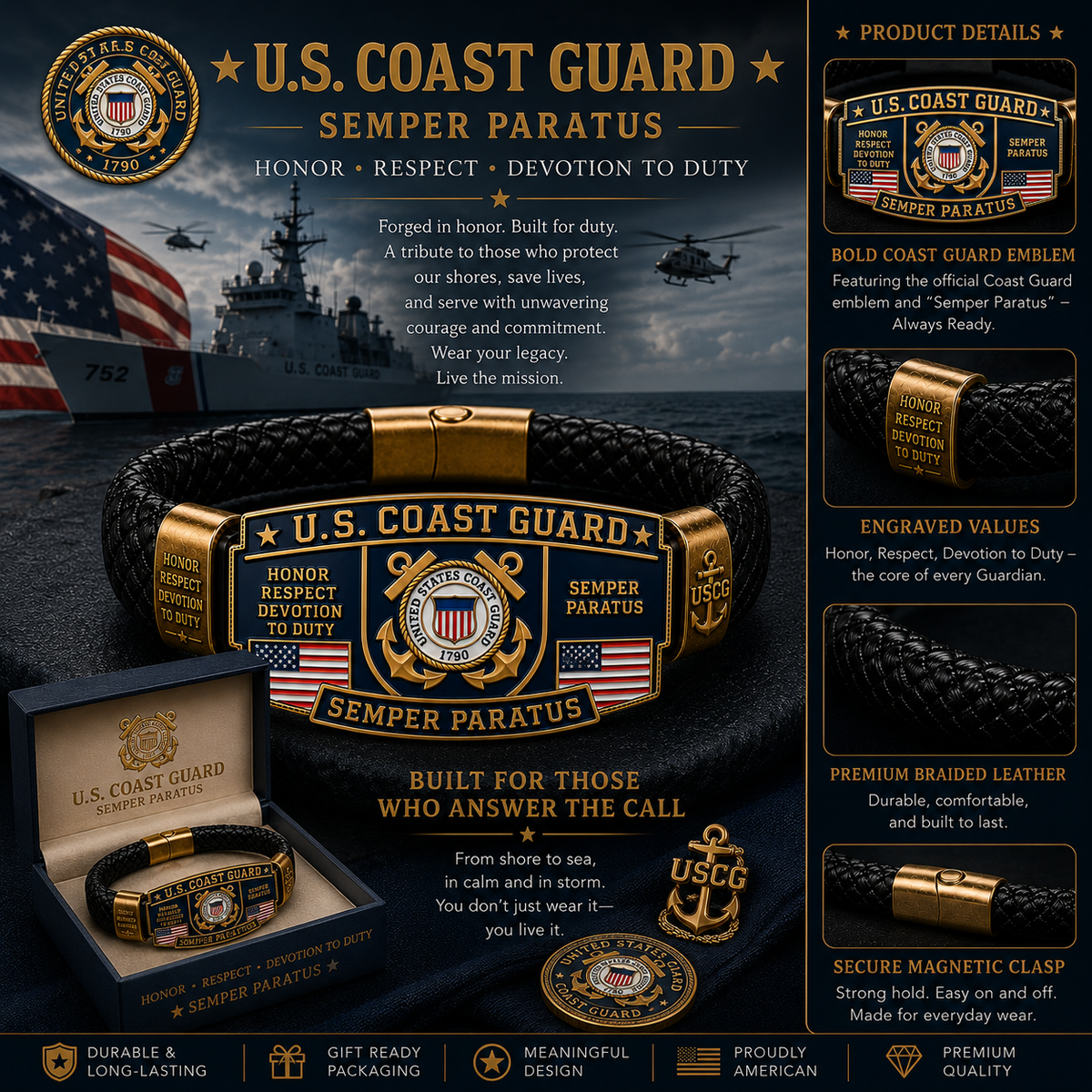 ⚓Last Day Promo: 49% OFF 🌊U.S. Coast Guard Semper Paratus Tribute Bracelet