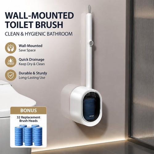 Disposable Toilet Brush Kit with Refills – Wall-Mount Toilet Cleaning System