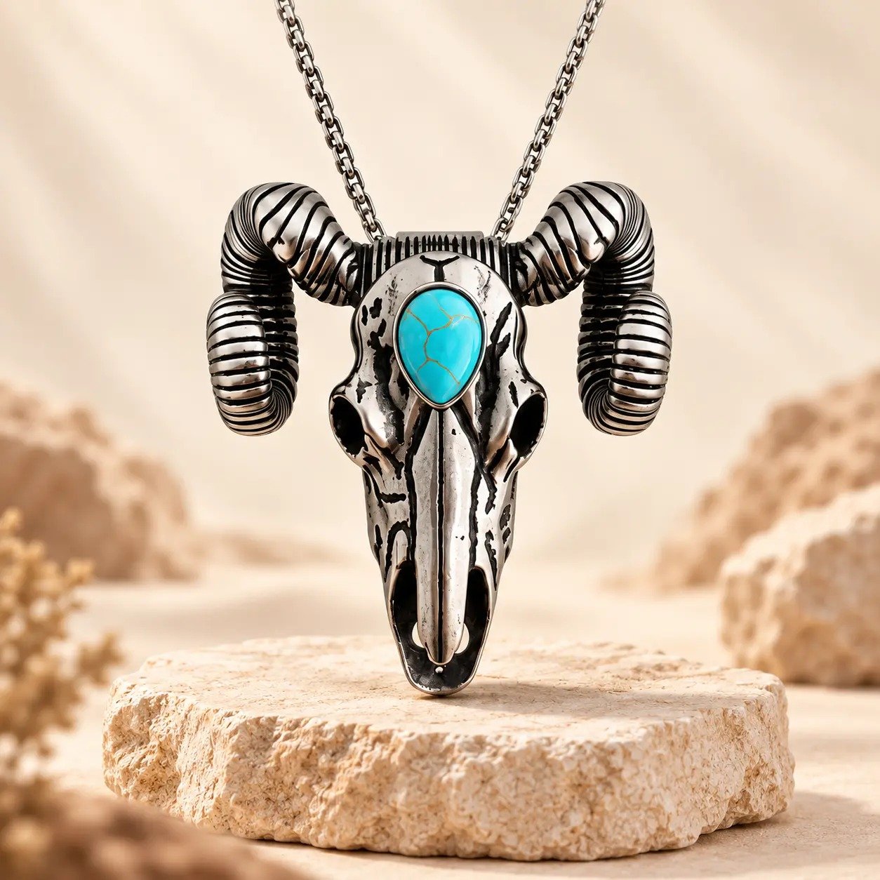 Turquoise Silver Ram